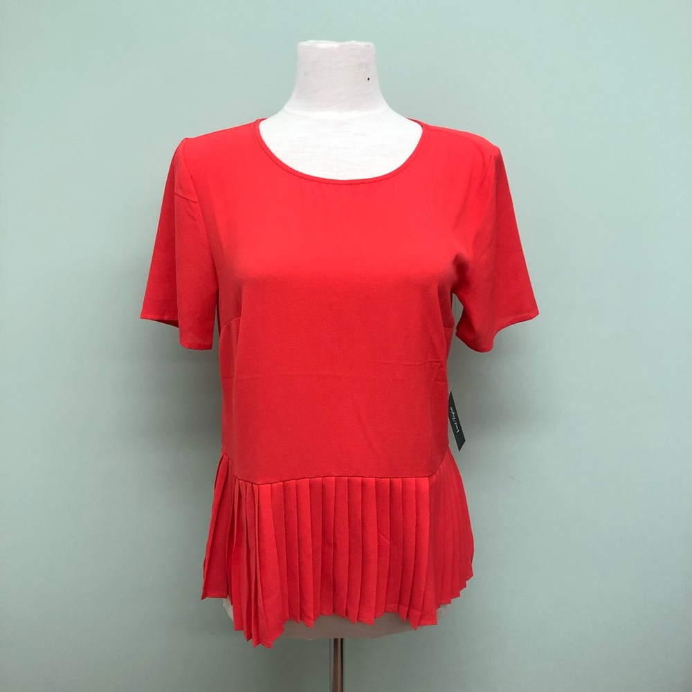 Lord & Taylor | Women's Pleated T-Shirt | Coral | Size Medium